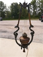 Antique Hanging "The Rochester" Oil Lamp Converted