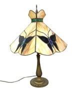 Butterfly Stained Glass Lampshade w Iron Base