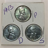 1943 P, D, And S Steel Cent From Ww2