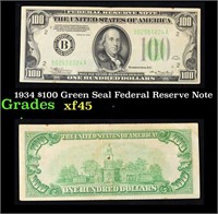 1934 $100 Green Seal Federal Reserve Note Grades x