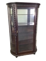 Antique China Display Cabinet w Curved Glass Sides