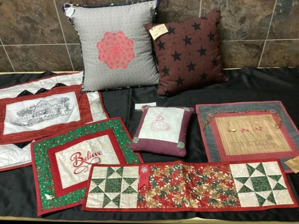 Quilted and tea dyed pillows toppers