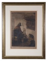 PENCIL SIGNED ISIDORE OPSOMER ENGRAVING