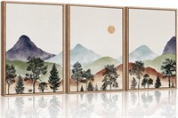Framed Mountain Wall Art Set, 16"x24"x3
