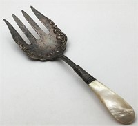 Sterling Serving Fork W Mother Of Pearl Handle
