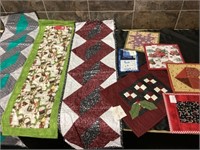 Quilted runners, pot holders