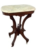 American Victorian Marble Top Walnut Table