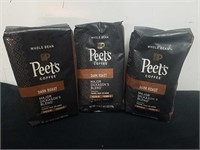 3,18 Oz whole bean Peet's Coffee dark roast major