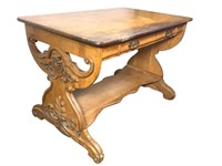 Ornate Golden Oak Library Table