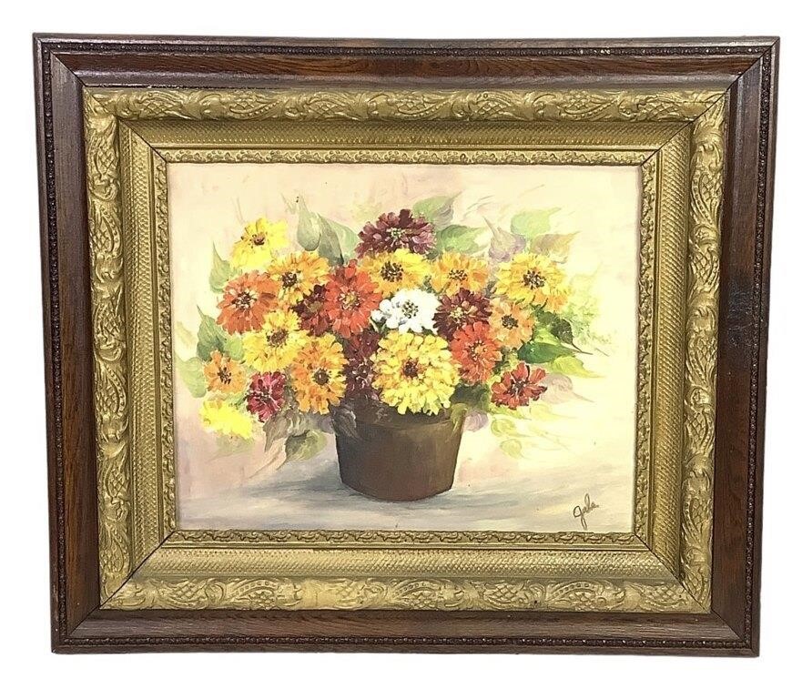 Antique Frame w Original Painting Signed Gale