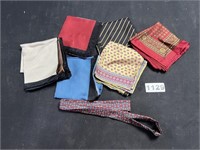 Vintage Mens Silk Pocket Squares, Bowtie