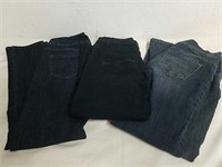 Three pairs of size 4 through 6 denim jeans