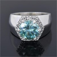APPR $2500 Moissanite Ring 3.7 Ct 925 Silver