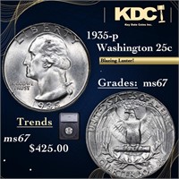 1935-p Washington Quarter 25c Graded ms67 By SEGS