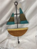 Case of 20 painted metal sailboat coat hooks. 18”