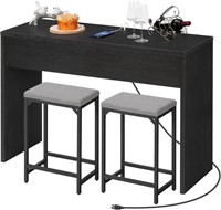 Bar Table Set with Power Outlet And 2 Stools