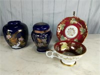Japanese & Bavarian Porcelain Cup, Saucer, Vases