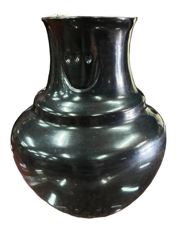 NEW MEXICAN MATT BLACK POTTERY VASE BY YOUNGBLOOD