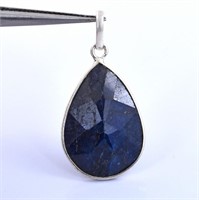 4 Grams Pear Cut Blue Sapphire Pendant, 925 Silver