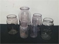 Purple vintage canning jars and bottles