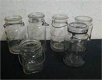 Assorted vintage canning jars