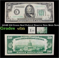 1934B $50 Green Seal Federal Reserve Note Mule Not