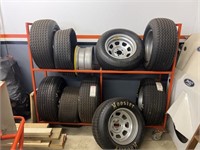2-Sets of New Modified Tires & Rack, Being Sold