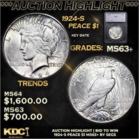 ***Auction Highlight*** 1924-s Peace Dollar 1 Grad