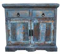 DISTRESSED PAINTED WOOD CABINET