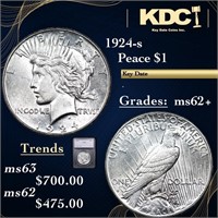 1924-s Peace Dollar 1 Graded ms62+ By SEGS
