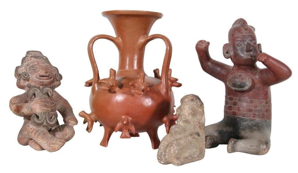 FOUR PRE-COLUMBIAN STYLE COLIMA MEXICO CLAY PIECES