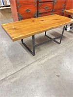 Live edge coffee table with metal legs. 50“ x 23“