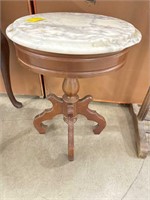Victorian plant stand with chipped marble top