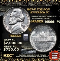 ***Auction Highlight*** 1957-p Jefferson Nickel TO