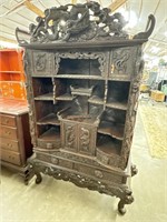 Very fancy antique oriental etagere with serpent