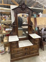 Antique drop center marble top vanity that