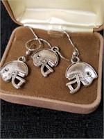 Football helmet earrings and necklace chain is
