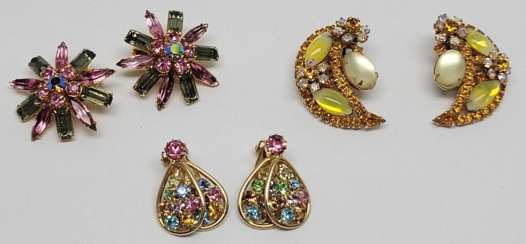 (3) Earrings: Judy Lee, Weiss, & Other