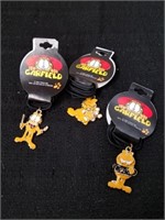 3 vintage Garfield Paws necklaces