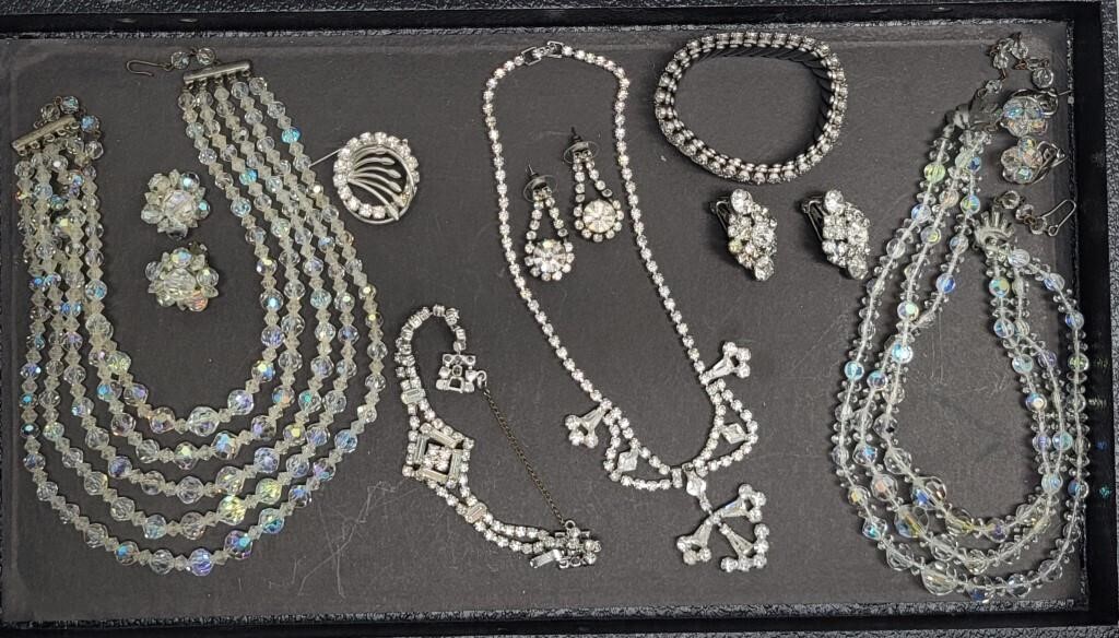 (10 pc) Rhinestone & Clear Bead Costume Jewelry
