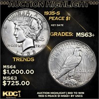 ***Auction Highlight*** 1935-s Peace Dollar 1 Grad