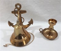 Brass w/ ships anchor wall mount bell.
