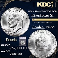 1976-s Silver Eisenhower Dollar Near TOP POP! 1 Gr