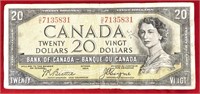1954 Canadian $20 bill w/ the devil's face.