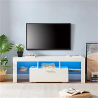 White Modern TV Stand with LED Lights