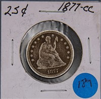1877-CC Seated Quarter