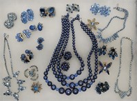 (20 pc) Blue Rhinestone Costume Jewelry