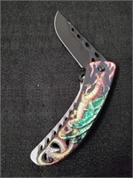 New 4.5-in red dragon flame pocket knife
