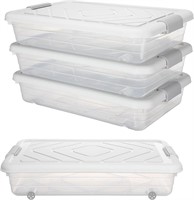4 Pcs Plastic Under Bed Storage Containers