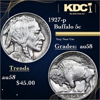 1927-p Buffalo Nickel 5c Grades Choice AU/BU Slide